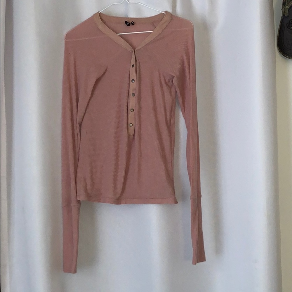 Pink button tight shirt